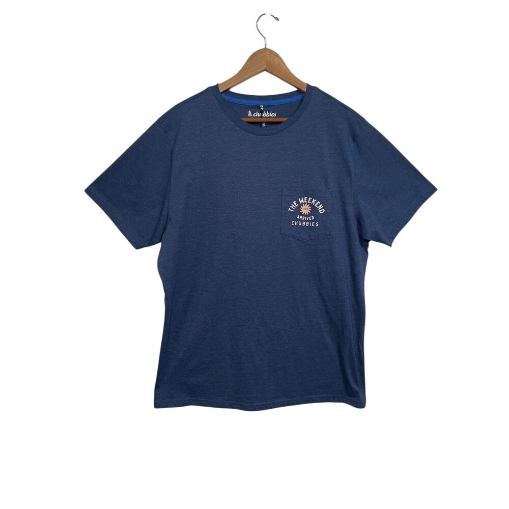 Men’s Chubbies The Weekend Has Arrived Blue Pocket T Shirt Sz XL NWT